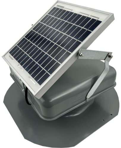Solar Mega RoofBlaster 2.0 with Gray Vent (Adjustable Solar Panel Mount) | Solar Attic Vent | Solar Roof Vent | Solar Roof Attic Fan | New & Improved Design