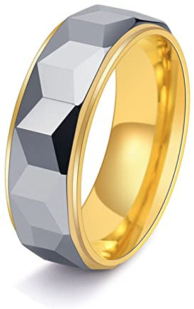 KnSam Verlobungsring Nordisch, 8MM Eheringe Männer Zweifarbig, Wolfram Ringe, Herrenring Gold Gr.67 (21.3)