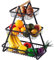 MaxEarn 3-Tier Fruit Basket Stand with Wooden Handle, Large Capacity Detachable Fruit Bowl Rack, Metal Vegetable Storage Rack Holder for Home Kitchen Office Vegetable Snacks Bread