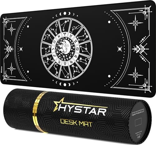 Hystar Erweitertes Gaming-Mauspad, Größe XXXL, 114,3 x 50,8 cm, 5 mm dick, wasserdichte Oberfläche, glattes Polyestergewebe und Unterseite aus Naturkautschuk, Sternzeichen (dunkel)