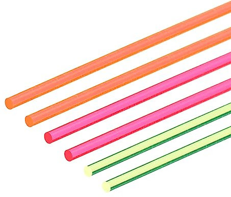 QUARKZMAN 6Stk Ersatz Faser Optische Visierstäbe 0.75mmx15cm PMMA für Bögen Visiere Basteln Kunst Fluoreszenz Rot Grün Orange