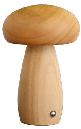 SWTHM Pilzlampe aus Holz, 3 Farben, dimmbar, Pilz-Nachtlicht mit Touch-Schalter, 3 W, Schreibtischlampe, USB-Aufladung, Nachttischdekoration, Lampe für Schlafzimmer, Wohnzimmer (großes Originalholz)