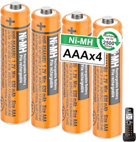 OSIM 4Pack HHR-65AAABU NI-MH AAA Rechargeable Batteries 1.2V 630mah AAA NiMH Batteries for Panasonic Cordless Phones, Remote Controls, Electronics