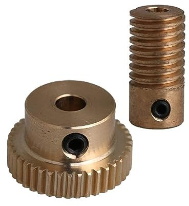 bexen Steel Motor Drive Gear 0.5 Modulus 40 Teeth Brass Worm Gear Wheel 5mm Hole Dia Worm Gear Shaft Kits 1:40 Reduction Ratio With Screw