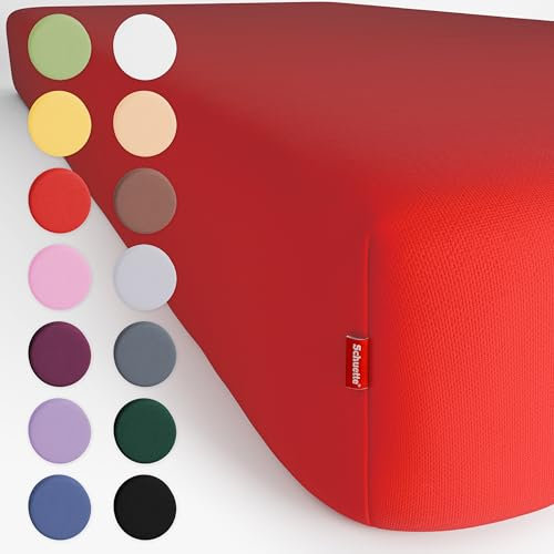 Schuette® Spannbettlaken • 200x220 cm • Wow! Kollektion: Redy or not? (Rot) • 100% Superfluff Baumwolle, Blickdicht, Faltenfrei • mit Rundumgummi • Matratzenhöhe bis 40 cm