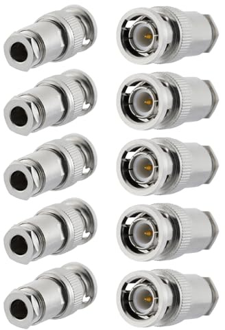 Vecys 10 PCS BNC Männlich Steckverbinder 50 Ohm BNC Männlich mit Lötklemme Stecker für RG58 RG142 RG400 VLR195 RF Koaxialkabel