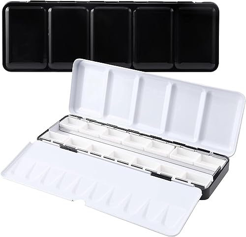 FimGlk Custodia vuota per tavolozza di acquerelli, scatola di latta in metallo con 14 teglie piene