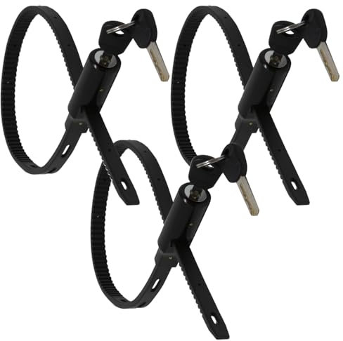 Urban August Multi-Purpose Lock - Keyed French Door Lock - Stainless Steel Refrigerator Cabinet Bike Stroller Helmet Lock (3 Pack Keyed Alike, Black)