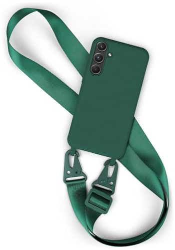 moex Hover Cover für Samsung Galaxy A55 5G Handyhülle zum Umhängen mit Band, Hülle mit Handykette abnehmbar, Handyband & Karabiner Lanyard Soft Case mit Verstellbarer Kette, Petrol
