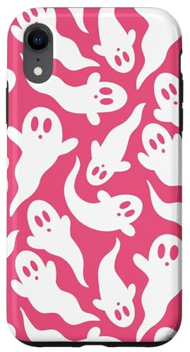 iPhone XR Hot Pink Ghost Pattern Cute Ghosts Viral Halloween Trend Case