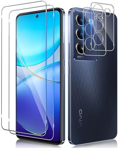 Funrae Pellicola Vetro Temperato per Vivo V40 SE 5G / Vivo V30 Lite 4G, 2 Pezzi Pellicola Fotocamera e 2 Pezzi Pellicola Protettiva, 9H HD Anti Graffi Trasparente Fotocamera Protezione Schermo