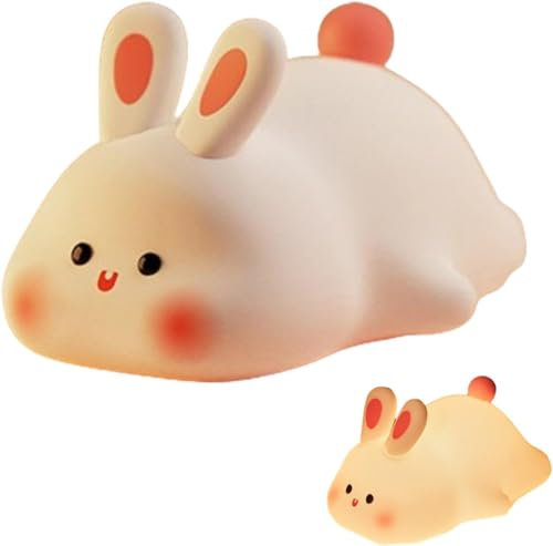 Kaninchen Nacht Licht Silikon Hasen Lampe, Nachtlicht Silikon LED Stilllicht Dimmbar, Bunny Night Light Touch Light USB Battery Operated, Geschenke Für Jungen, Mädchen, 3 Adjustments (Kaninchen)