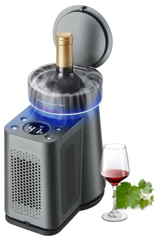 Suoumwa Enfriador de Vino Eléctrico, 34°F-68°F Control de Temperatura Enfriador Portátil de una Sola Botella para Vino Tinto/, Champán Enchufe de la UE