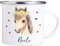 4youDesign Emaille Tasse Kinder personalisiert – Punkte Pferd – Tier Namenstasse – Geschenk für Jungen & Mädchen – Bruchsicher & Leicht – Geschenkidee zur Einschulung & Geburtstag - 300ml