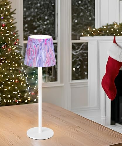Faithorse Kabellos Tischlampe Aufladbar, Dimmbare LED Akku Tischleuchte IP54 wasserdichte Schreibtischlampe Touch Lampe mit 3 Farbmodi Wiederaufladbares Lampe, Akku Lampe für Schlafzimmer (Rosa Weiß)