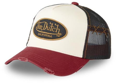 Von Dutch Kappe für Damen und Herren, Trucker-Kappe, Grau, verstellbar, Beige/Rot/Schwarz, Einheitsgröße
