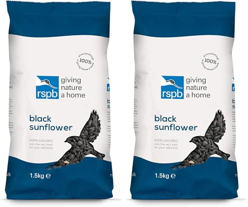 RSPB Sunflower Seeds Wild Bird Food 1.5kg, High in Energy & Protein, Great For Bird Feeders, Supporting The RSPB Charity, Resealable & Recyclable Packaging (Pack of 2)