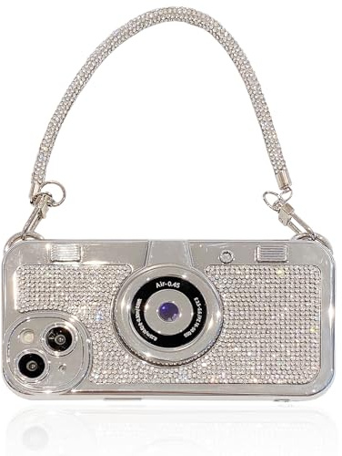 QoKcoahn Coque compatible avec iPhone 11, étui de téléphone 3D Bling vintage avec dragonne, coque de protection unique en silicone TPU résistant aux chocs pour femmes pour iPhone 11 diamant