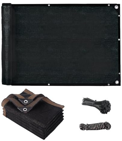 TUAKIMCE 2 x 5m Garden Privacy Netting Outdoor Shading Net Privacy Fence Screening 90% HDPE Screening UV-Resistant Tear-Resistant Shading Net Black