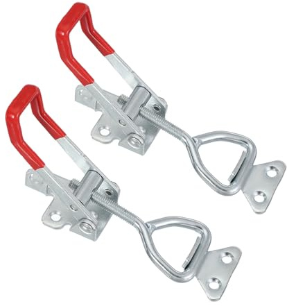 PATIKIL Toggle Latch Clamp 4003 Style, 2 Pcs Carbon Steel Adjustable Toggle Clamps Quick Release Smoker Pull Hasp Latches with Lock Hole 661Lbs Bearing for Box Lid Jig, Silver