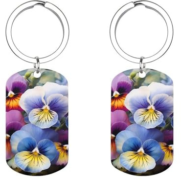 YKLBV Stainless Steel Key Chain Pansy Perfection Adult Charm Gifts, Cars, Mobile Wallet Accessories, Pansy Perfection, 5x2.8cm
