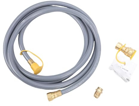 Oreilet 12FT Gas Conversion Kit, Gas Hose with 1/2 Inch Quick Connect Fitting, Brass Rubber To Gas Conversion Hose for RV Grill BBQ Pizza Oven Generator Patio Heater