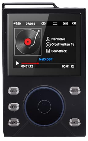 KIMISS Lecteur MP3 HiFi avec Bluetooth 5.4, Lecteur DSD FLAC Portable sans Perte pour Audiophiles - de Musique Haute Résolution Prenant en Charge jusqu'à 256 Go