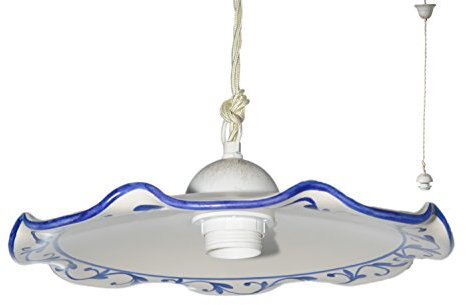 VANNI LAMPADARI - Lampadario a Sospensione Edera- Lampadario Camera da Letto in Ceramica- Lampadario Soggiorno Decorato a Mano- Lampadario Cucina, Bagno- 30 cm- Blu