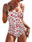 Ekouaer Damen One Piece Badeanzug eleganten Inspired WeinlesePin herauf Monokinis Bauch-Steuer Bademode Geraffte Badeanzug groß weiß Kirsche