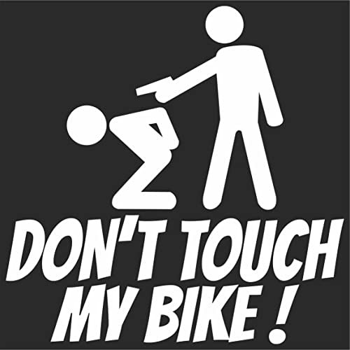 JINTORA - Autoaufkleber Tuning - Auto Aufkleber - Don´t Touch My Bike! - 99x99 mm - Auto Sticker Bus Fenster Heckscheibe Camper wetterfest Outdoor Sticker Auto Deko LKW Tuning Selbstklebend - weiß