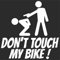 JINTORA - Autoaufkleber Tuning - Auto Aufkleber - Don´t Touch My Bike! - 99x99 mm - Auto Sticker Bus Fenster Heckscheibe Camper wetterfest Outdoor Sticker Auto Deko LKW Tuning Selbstklebend - weiß