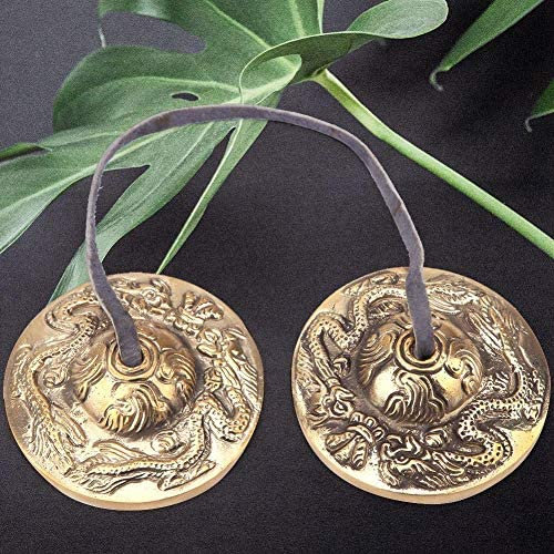 Tibetanische Meditationsglocke, Instrument für Percussion, buddhistisch, Ton, aus Messing, handgeschnitzt, tibetanische Meditation, 6,5 cm (#3),Buddhistische Vorräte