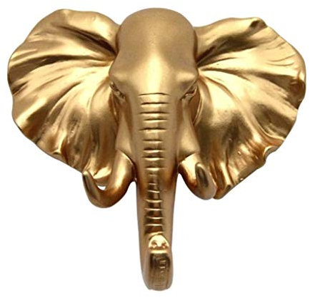 Tubayia Golden Tierkopf Wandhaken Kleiderhaken Huthaken Schlüsselhaken Wanddeko für Wohnzimmer, Schlafzimmer, Hotel (Elefant)