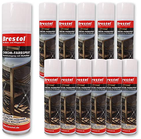 Brestol CHROMSPRAY 12 x 400 ml – Vernice spray per vernice cromata Aluspray in alluminio spray con effetto opaco