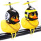 wonuu Auto-Ornamente, Gummiente, 2 Stück, gelbe Ente, Armaturenbrett-Dekorationen, Quetschente, Fahrradhörner mit Propellerhelm
