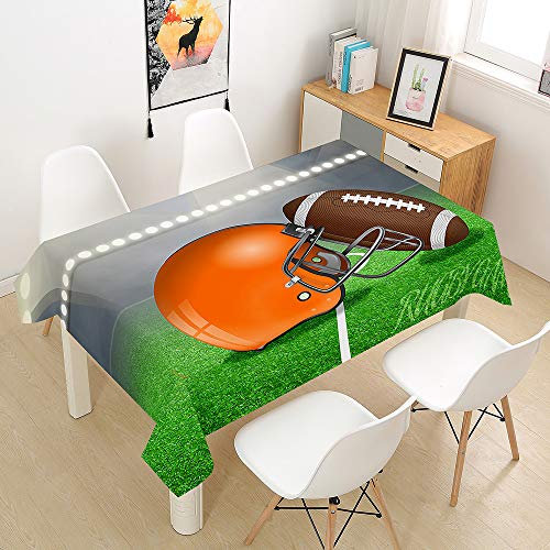 FANSU Tischdecke Wasserdicht Tischwäsche, Rechteckige Wasserabweisend Abwaschbar 3D Tischtuch Draussen Küchentischabdeckung für Küche Outdoor Garten Dekoration (American Football,100x140cm)