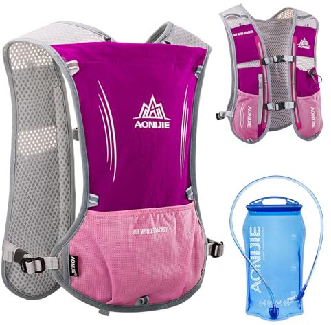 AONIJIE Trinkrucksack Hydration Backpack 5L Laufrucksack mit Trinksystem Fahrradrucksack Joggen Rucksack mit Trinkblase für Trailrunning Marathon Wandern Jogging