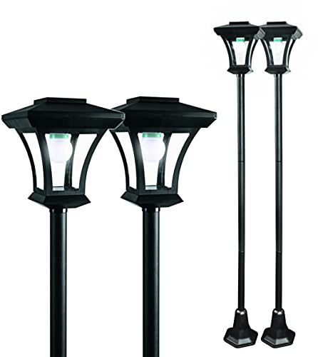 GardenKraft 19509 2PK LED Lamp Post/Adjustable Height 1.6m Max/Elegant Garden Ornament/Outdoor Solar Powered Light Feature/Traditional Victorian Style / IP44 Weatherproof