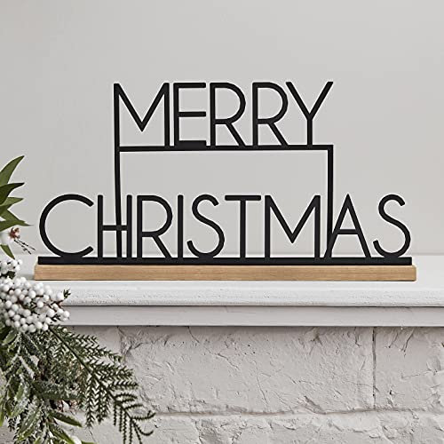 Ginger Ray NOEL-131 Metallschild Merry Christmas, Schwarz