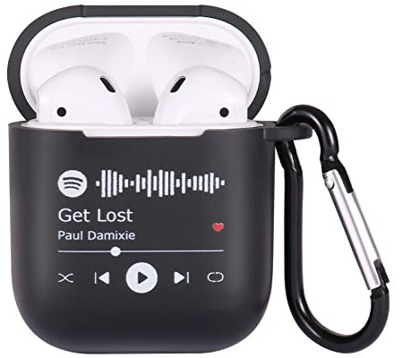 OXYEFEI Custodia in Silicone con Spotify, Case per Airpods Custodia protettiva in silicone antiurto con Portachiavi, Appendere Compatibile con AirPods 2 & 1 (Stile 2)