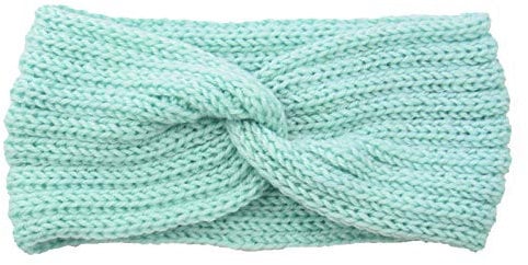 Haarbinder mit Haarreifen Winter Women Cable wärmer weiches Ohr Stretch Headband Stirnband Wolle (Mint Green, One Size)