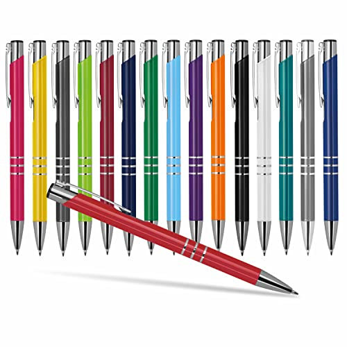 #teamludorf 50x DELTA UNI LACKIERT Metall-Kugelschreiber mit Wunsch-Gravur - Personalisierte Kulis - Stift mit Namen - 16 Farben & 20 Schriftarten - 50 Stück - Rot