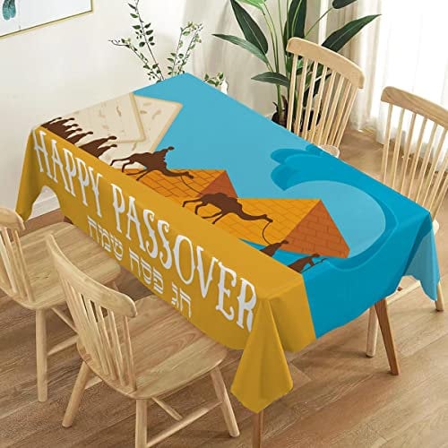 Heyfary Happy Passover Tischdecke Pesach Seder Matzo jüdischer Exodus von Ägypten Festival Party Dekoration Zuhause Küche Esszimmer Tischdekoration - 152 x 213 cm