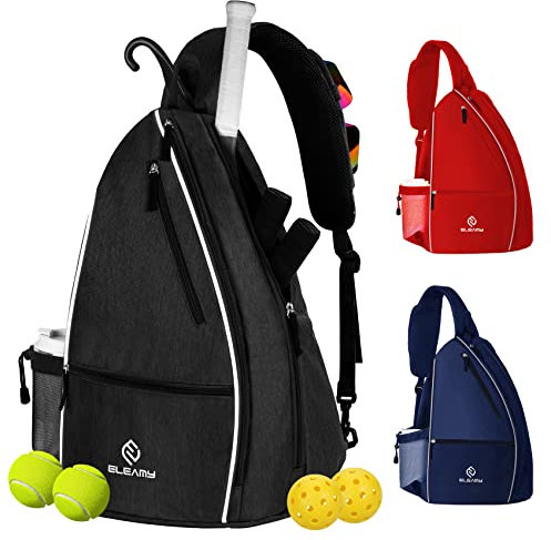 ELEAMY Tennis-Tasche, Tennis-Rucksack für Damen und Herren, extra große Kapazität, Tennis-Schlägertasche, Pickleball-Tasche, Tennis-Geschenke, Radfahren, Reiseschling-Sporttasche (schwarz)