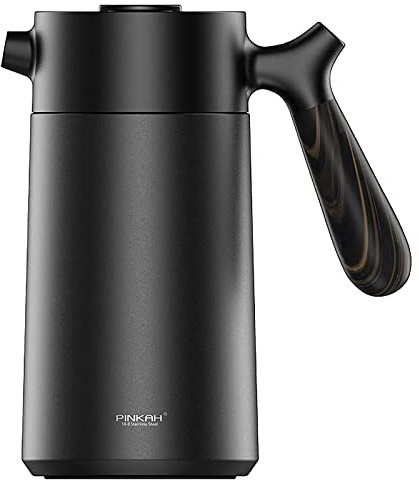 PINKAH French Press Kaffeebereiter, Edelstahl, doppelwandig, isoliert, Kaffee- und Teebereiter mit Filter (mattschwarz, 907 ml)