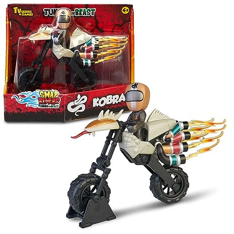 Swap Riders Kobra-Motorrad, Spielzeug-Rennmotorrad in Kupferform, 1 Exklusive Rider-Figur, 10 austauschbare Teile, Jungen und Mädchen ab 4 Jahren, berühmt (WAP02100)