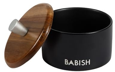 Babish Stoneware Salt Cellar w/Wood Lid - 4 X 3.5