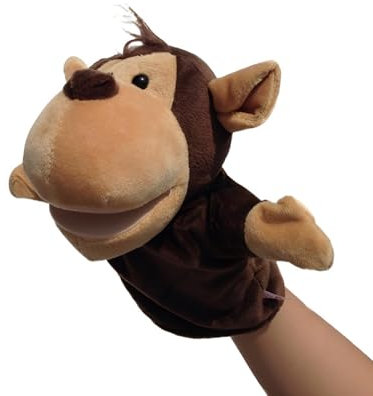 Proumhang Handpuppen für Kinder,Weiche Plüsch Zoo Tier Puppe für Kinder Kleinkinder Jungen Mädchen,Für phantasievolles Spiel,Showtheater,Partyzubehör (große bewegliche Münder) Affe 25cm