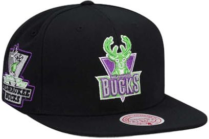 Mitchell & Ness Milwaukee Bucks 25th Anniversary Neon Tropical Hardwood Classic Snapback Cap