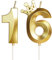 Geburtstagskerzen Zahlen mit Krone 16, 5cm 3D Gold Geburtstagskerzen, Geburtstag Kerzen,Kerzen Geburtstag,Tortenaufsätze Kuchen Topper Dekoration Hochzeit Geburtstag Jubiläum Feier Lieferungen(16）